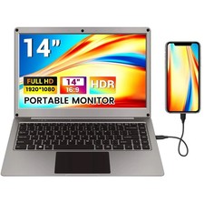 Portable Monitor with Keyboard 14inch 1080P FHD Lapdock USB-C Phone/Raspberry Pi