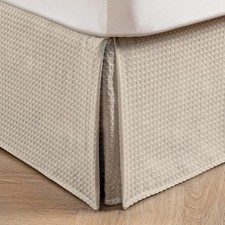 Pleated Waffle Weave Bed Skirt, Tailored Dust Ruffle 16 Inch Drop Easy Fit, M...