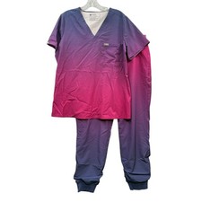 FIGS Women's Ombre Dream Jogger Scrub Set Purple Pink Gradient Workwear L
