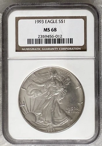 1993 American Eagle $1 Silver NGC MS68 Brown Label #012 MS68 .999 FINE 1 OZ COIN