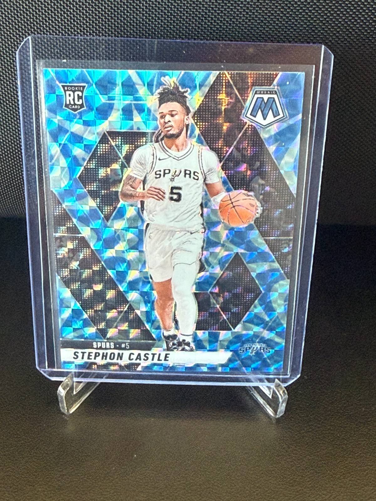 2024-25 Panini Mosaic Stephon Castle Reactive Blue Mosaic Prizm (RC) #236