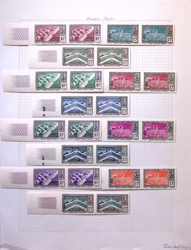 FRENCH MOROCCO: 1950 Solidarity Colour Proofs/Essays - Imperf Pairs - Album Page