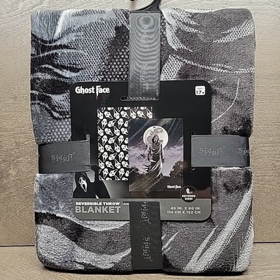 Ghost Face Reversible Throw Blanket Double Sided 45x60 Scream Movie Outside Moon