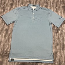 Turtleson Polo Shirt Mens Medium Blue Golf Performance Check Embroidered Logo