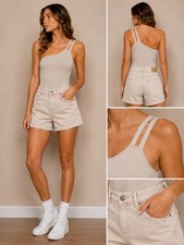 Abercrombie  Fitch Cutout Strap One Shoulder Bodysuit Gray Beige Size Small