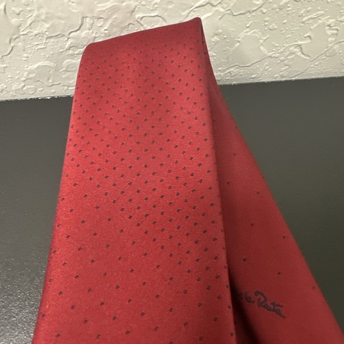 Oscar de la Renta Silk Tie Red With Polka Dots 56” - Picture 7 of 10