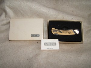 stephen barlow usa bald eagle schrimshaw folding pocket jackknife mint nos nib