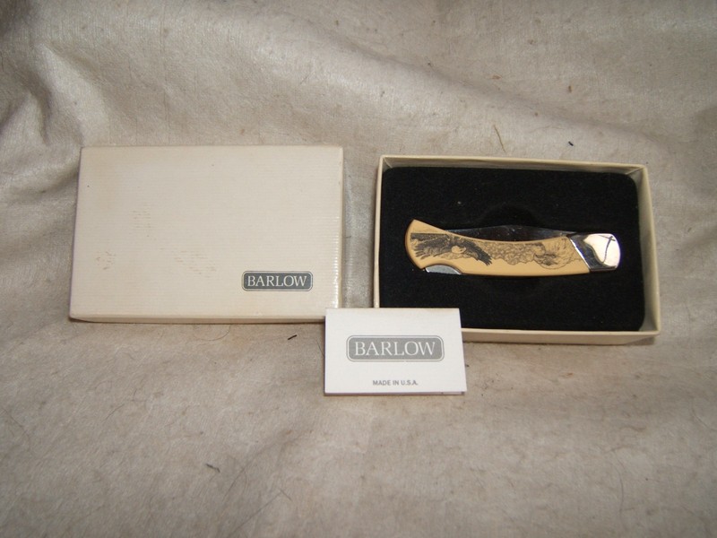 stephen barlow usa bald eagle schrimshaw folding pocket jackknife mint nos nib