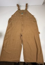 Vintage Liberty Overalls Mens 44x30 Brown Tan Cotton Carpenter Distressed Faded