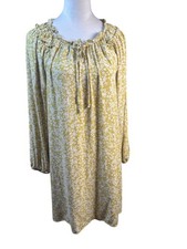 Anthropologie Naif Dress Womens Large Yellow Floral Long Sleeve Boho Peasant