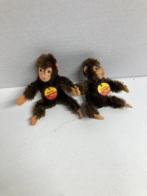2 STEIFF JOCKO THE CHIMPANZEE 5311,03 11cm 4'' ARMATURE PAPER TAG/ BUTTON IN FOOT
