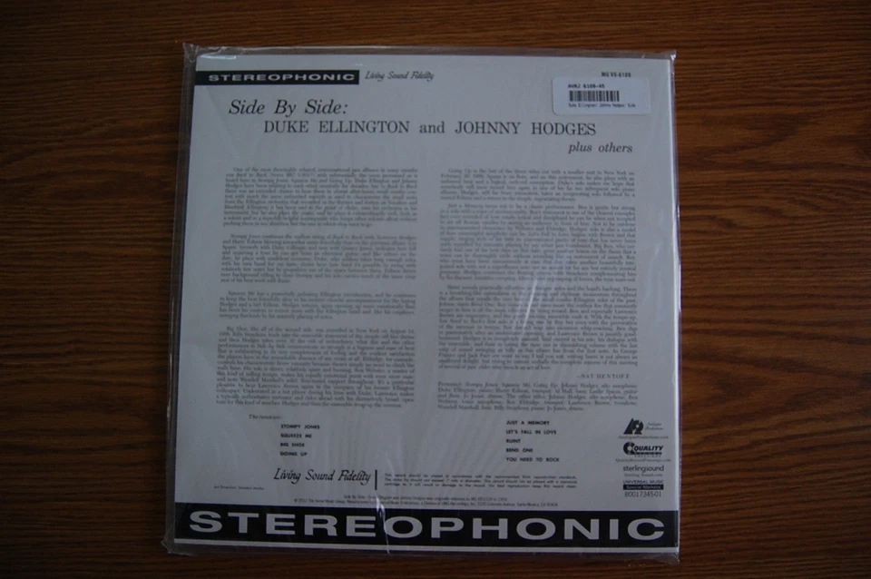 Duke Ellington & Johnny Hodges Side By Side 2LP 45RPM NEW SEALED - Image 3 of 4