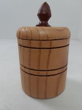 Vintage Handmade Wood Carved Jar with Lid 5" Trinket Rustic Primitive Container