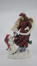 Vtg Pipka Earth Angels Michele Snow Angel 10" Figurine #13813 Snowman Ice Skates