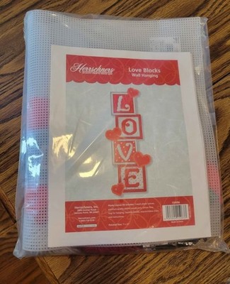 Herrschners Love Blocks Wall Hanging Plastic Canvas Kit, New, Sealed 