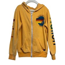 AVIATOR NATION Yellow Jacket Hoodie Kids 8 Full Zip Up Made In USA Cotton Blend