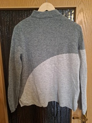 100% Lammwolle: warmer Pullover Damen Größe 40 L, zweifarbig grau, von Farhi