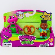 Fisher-Price Barney's World Barney David Figure Set Pretzel Accessory NEW