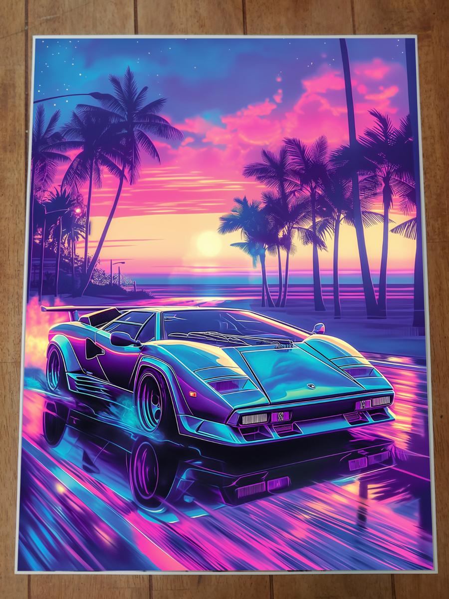 Lamborghini Neon Vaporwave Style Poster 18x24in | eBay