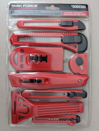 TASK FORCE Cutting Tool Set 8 Piece - Red Blade Tools BRAND NEW # 0060300 - Photo 1 sur 5