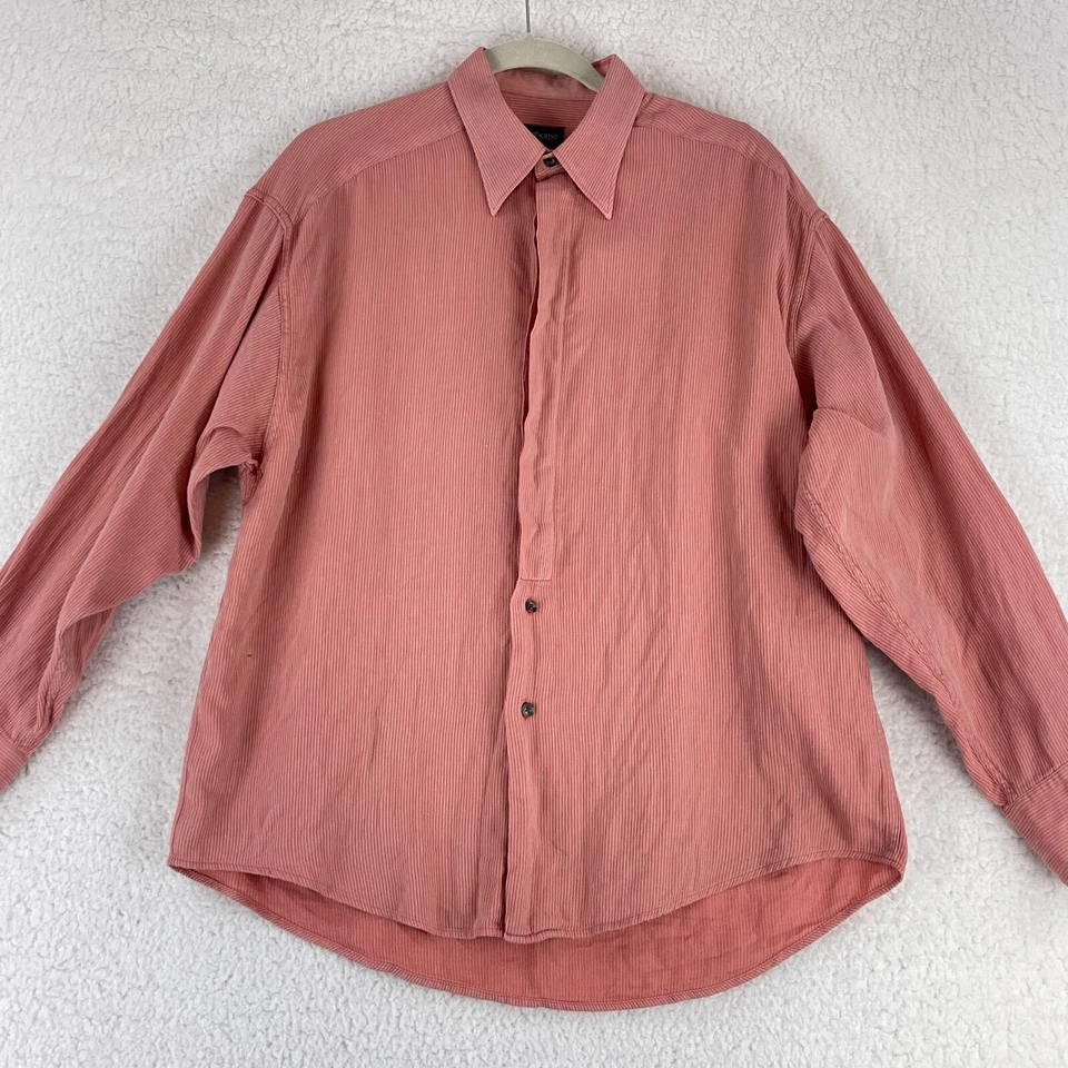 Camisa con botones Yves Saint Laurent para hombre mediana roja a rayas manga larga 100 % algodón Foto 2 de 4