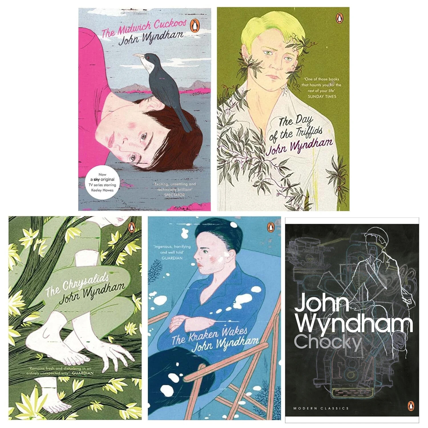 John Wyndham Collection 5 Books Set Midwich Cuckoos,Day of the Triffids,Chrysali