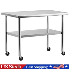 Stainless Steel Work Table, 30x18" Kitchen Prep Table Heavy Duty Food Work Table