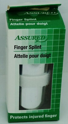 Assured Finger Splint Finger Hook & Loop Strap For Snug Fit No Tape Needed NIP