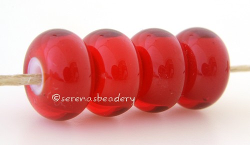 DEEP RED White Heart lampwork glass beads TANERES sra - glossy or matte - Picture 6 of 6