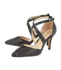 Lotus Latoya SIZE 5 Black Pointed Rhinestone Diamante Stiletto Heels Shoes 8.5cm