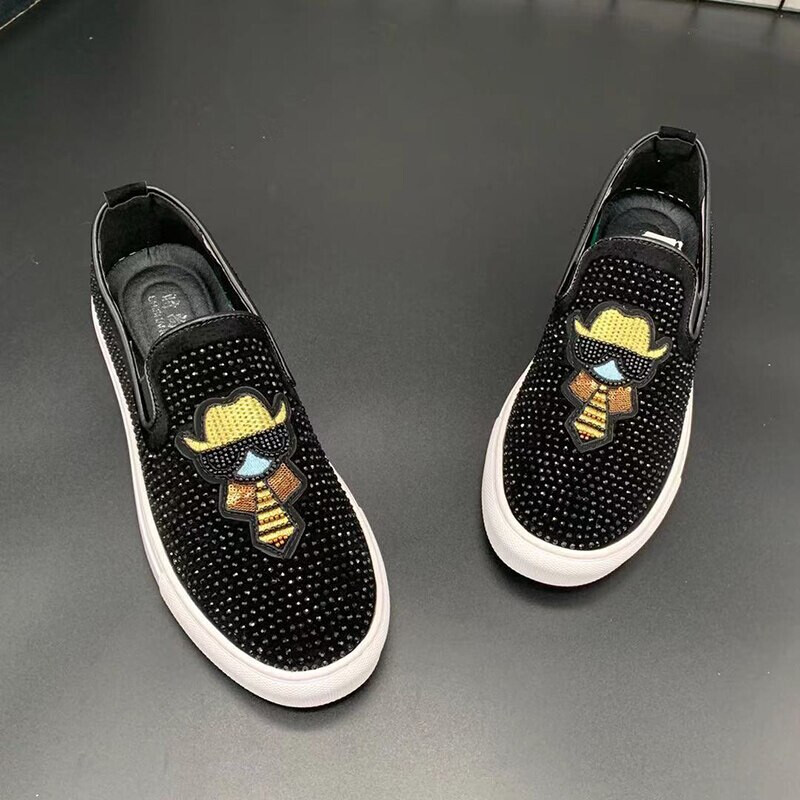 New Luxury Men Rhinestones Casual Black 