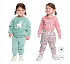 Pekkle Girls 4-Piece Set Unicorn Plush Top With Body Suit Pants Size 9 and 18m