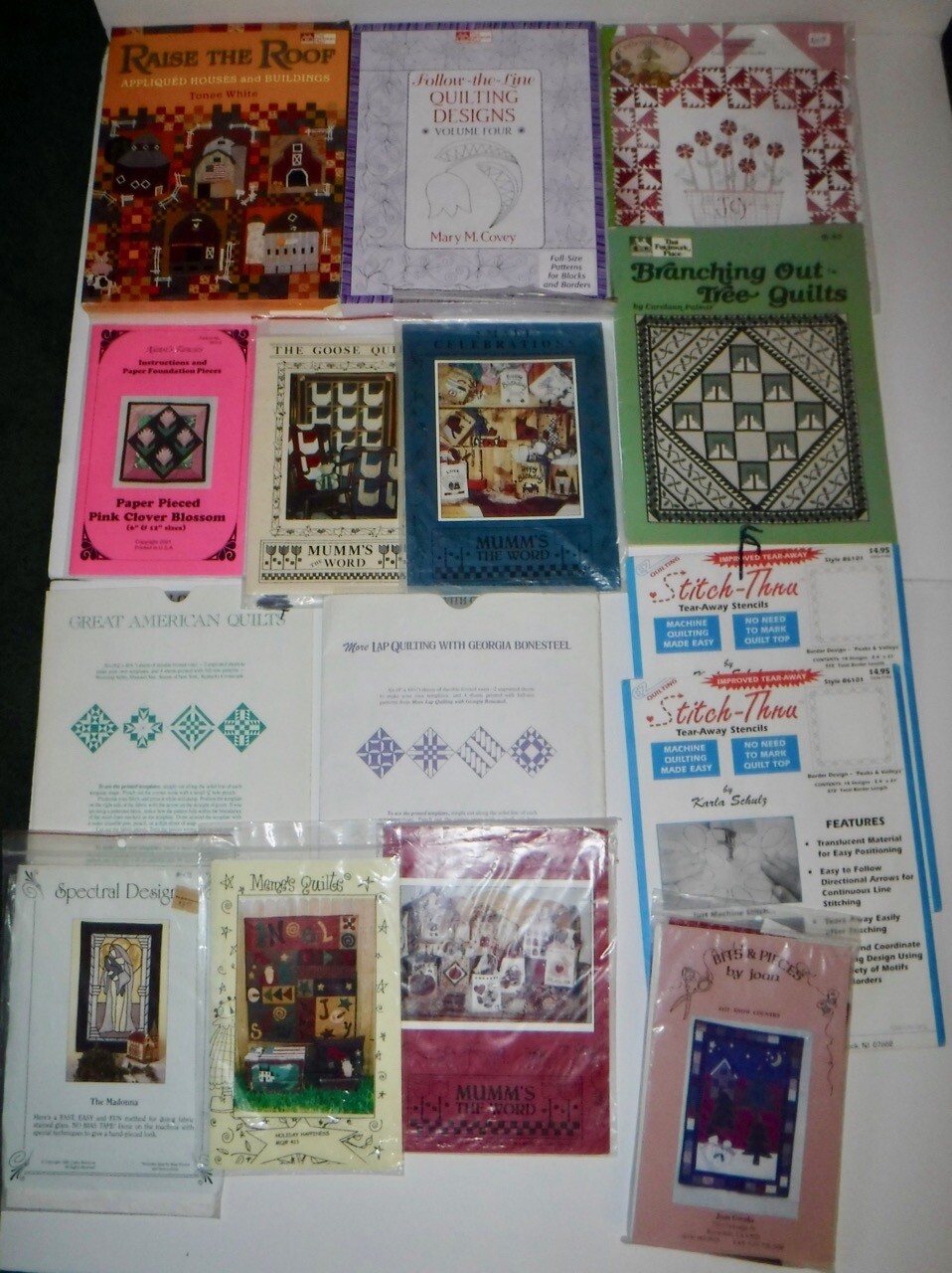 Lot of 15 Quilt Designs Appliques Templates Patterns Patchwork Place Book  Set | eBay