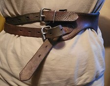 25-34" Vintage Western Belt Brown Leather Horse Girl. Repurposed Horse-wear 