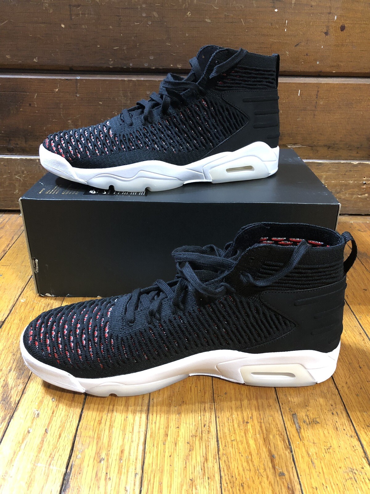 jordan flyknit elevation 23 black and red