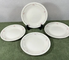 Vintage Corelle ENGLISH BREAKFAST Set of 4 Bread Plates 6-3/4" Beige Pink & Blue