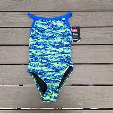 TYR DuraFast Elite Agran Diamondfit 1 Pc Swim Blue/green Youth Girl Sz 22 New