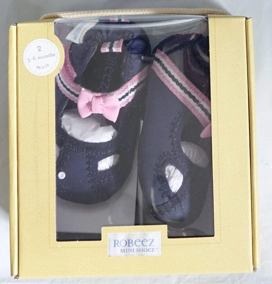 Sandália Robeez Infantil Meninas Apanhador de Ondas Mary Jane Couro Azul Marinho Mini Shoez, 3-6 M - Imagem 2 de 2