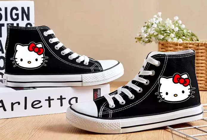 Hello Kitty High Tops Shoe Sanrio Women's 6,7,8,9,10 Casual Court Sneakers - Image 2 of 4