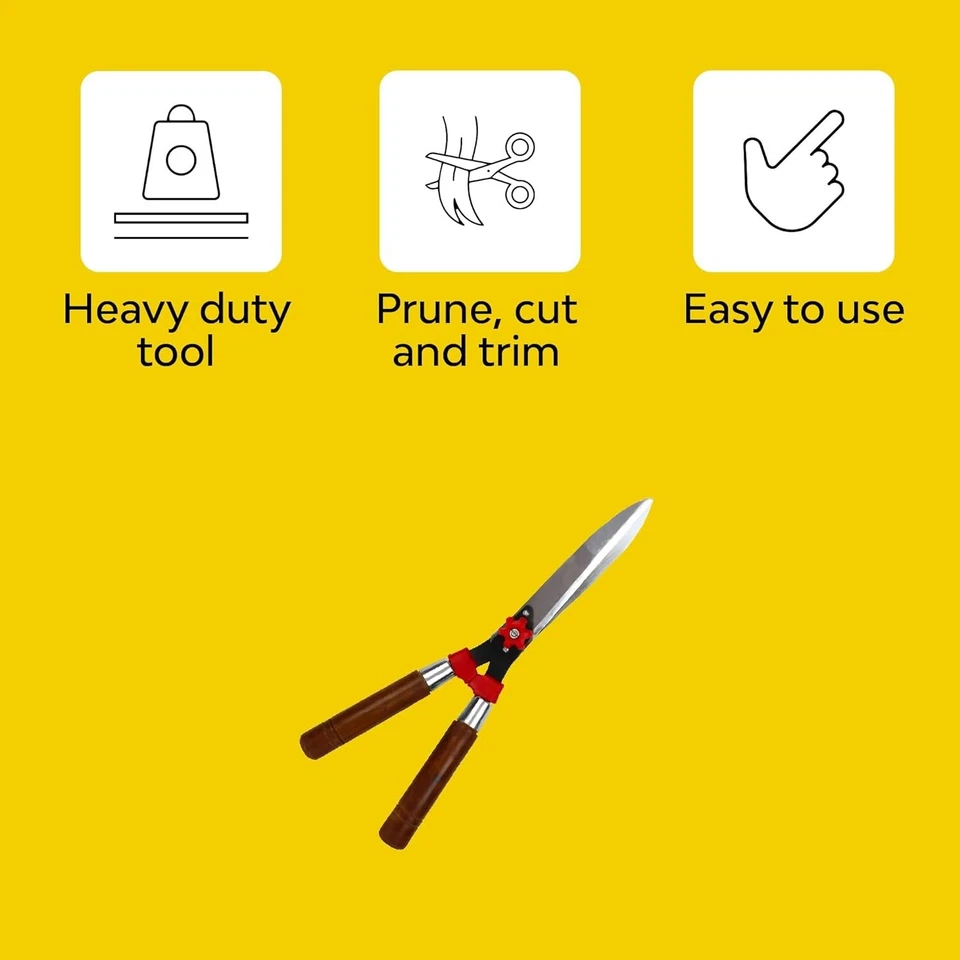 Hedge Shears for Gardening - 1 Pc (Metal) Hedge Pruner Shear Cutter with Wooden - Image 3 of 4