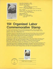 #1831...15 Cent...Organized Labor...First Day of Issue...Panel