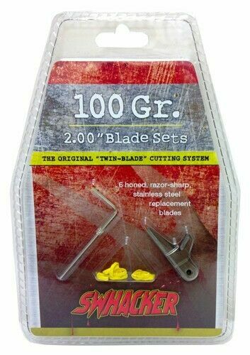 Swhacker SWH00208 100 Gr Broadhead Replacement Blades 2" - Silver, Pack of 6