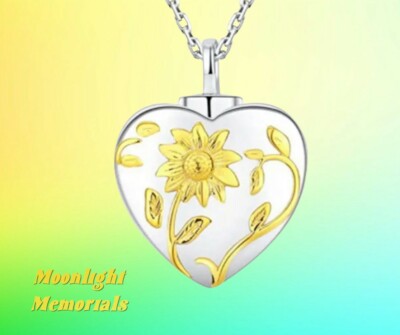 New Sunflower Daisy Flower Urn Ashes Cremation Memorial Necklace