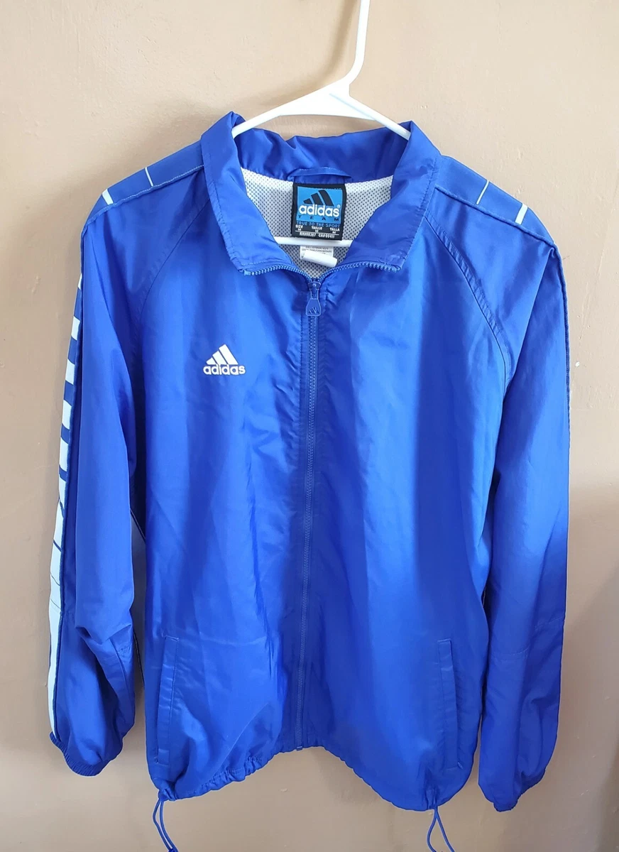Adidas Jacket Men s Size Medium Track Team Mesh Lined Windbreaker Blue Vintage