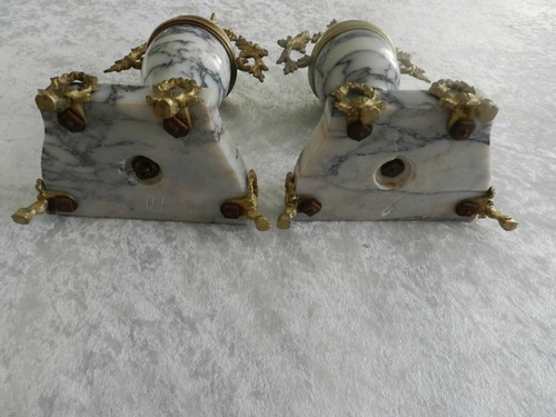 Louis XVI Pair of Gold Bronze Marble Cassolette Goat's Foot - Picture 7 of 9
