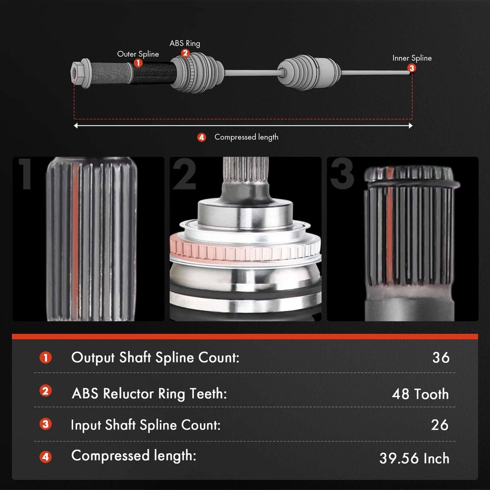 Conjunto de eje CV pasajero delantero para Volvo XC70 2003-2007 V70 01-02 L5 2,4 L 2,5 L Foto 2 de 4