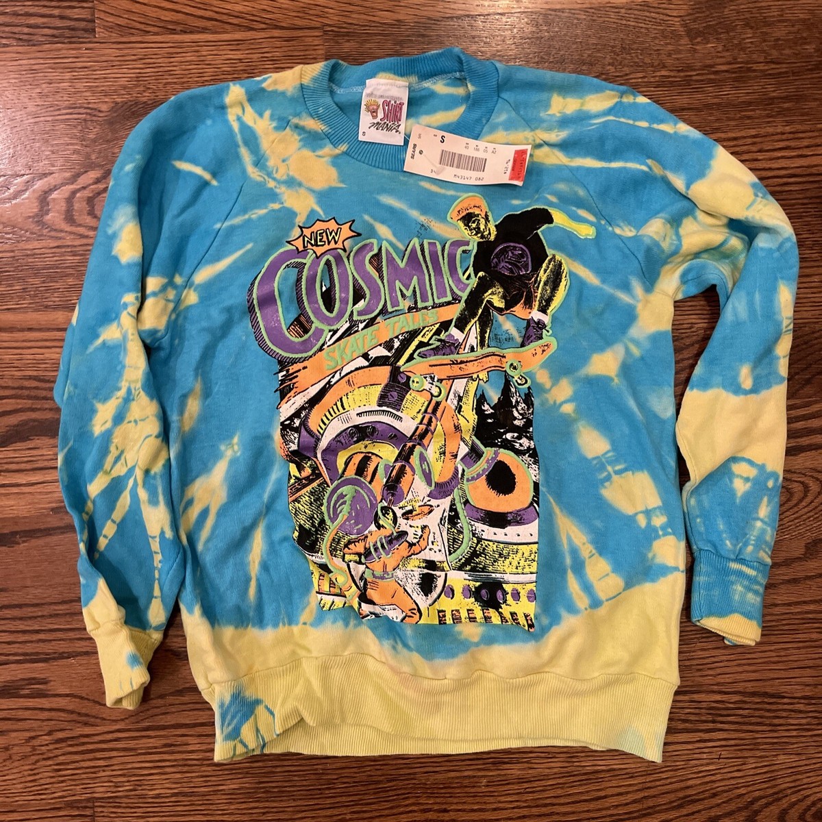 vintage Small tie dye New Cosmic Skate Tapes Space Sweater NOS
