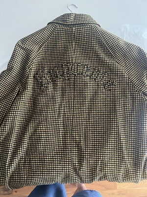 New Supreme Reversible Houndstooth Overcoat Black Men's Size New Supreme Reversible Houndstooth Overcoat Black Men's Size