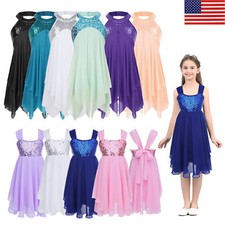 Girl Criss Cross Lyrical Dress Contemporary Ballet Dance Ballroom Costume