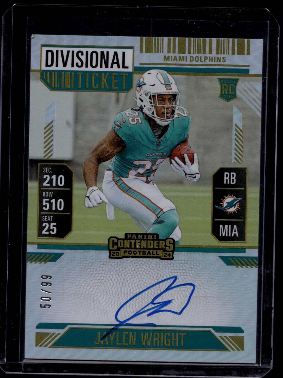 2024 Panini Contenders Football Jaylen Wright #132 RC Divisional Ticket Auto /99